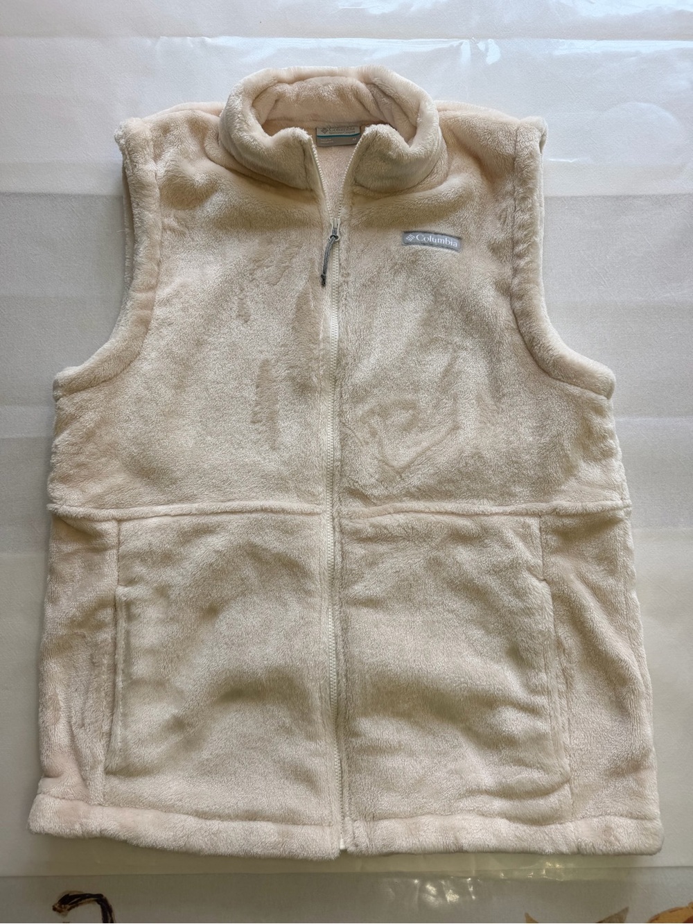 Columbia Women Cream Fleece Vest - Cozy Zip-Up Sleeveless size M